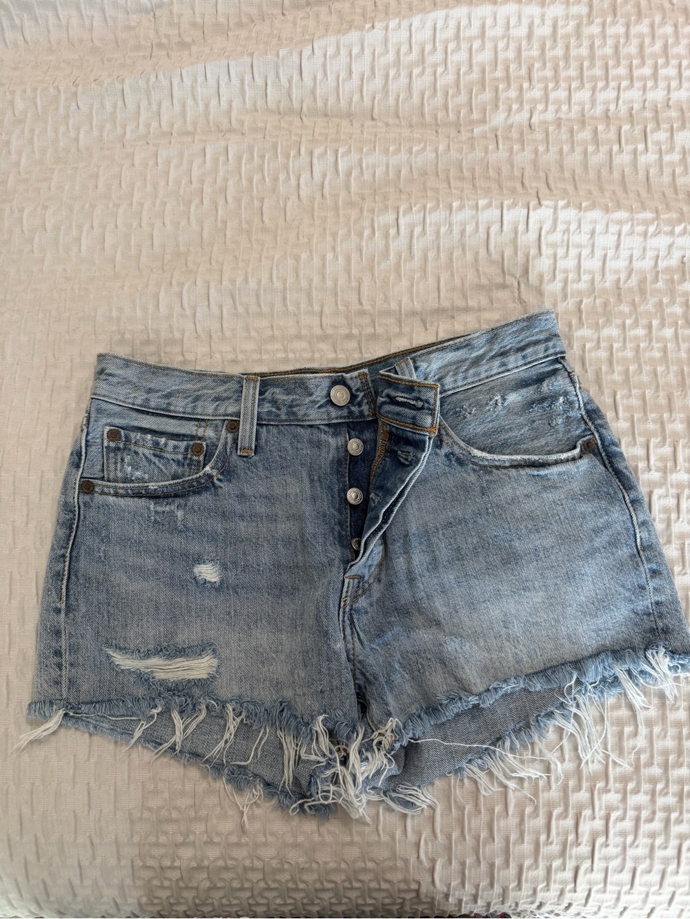 Levi's 501 Light Blue Button-Fly Denim Shorts